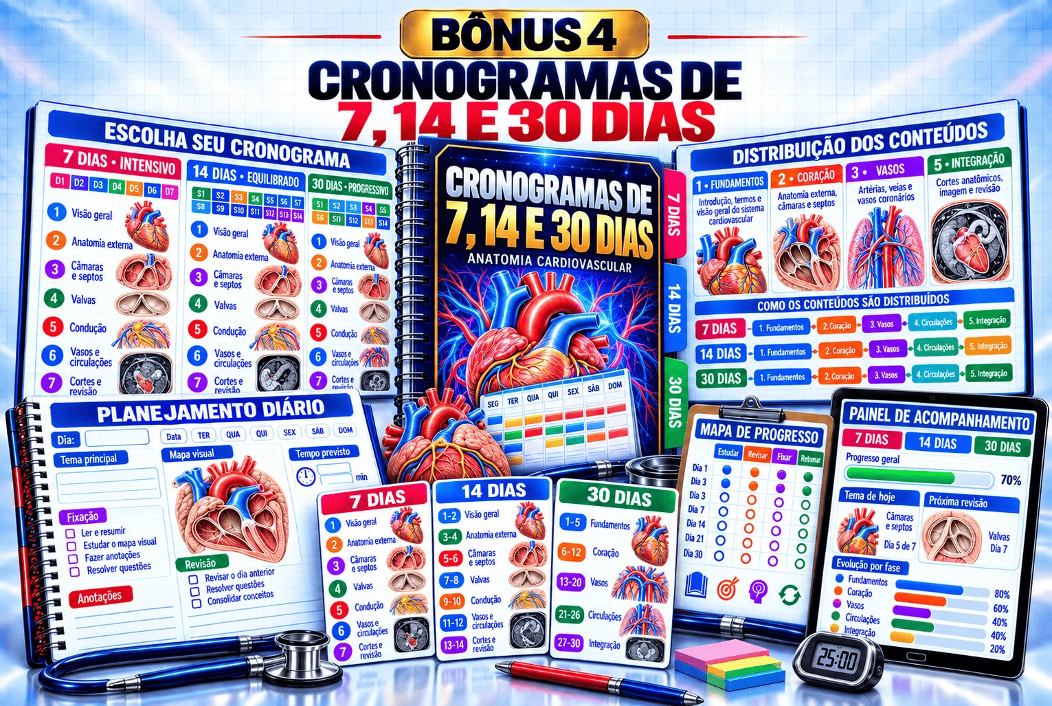 Cronogramas de Estudo de 7, 14 e 30 Dias
